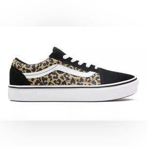 Vans Women's Black and Tan Leopard Sneakers
